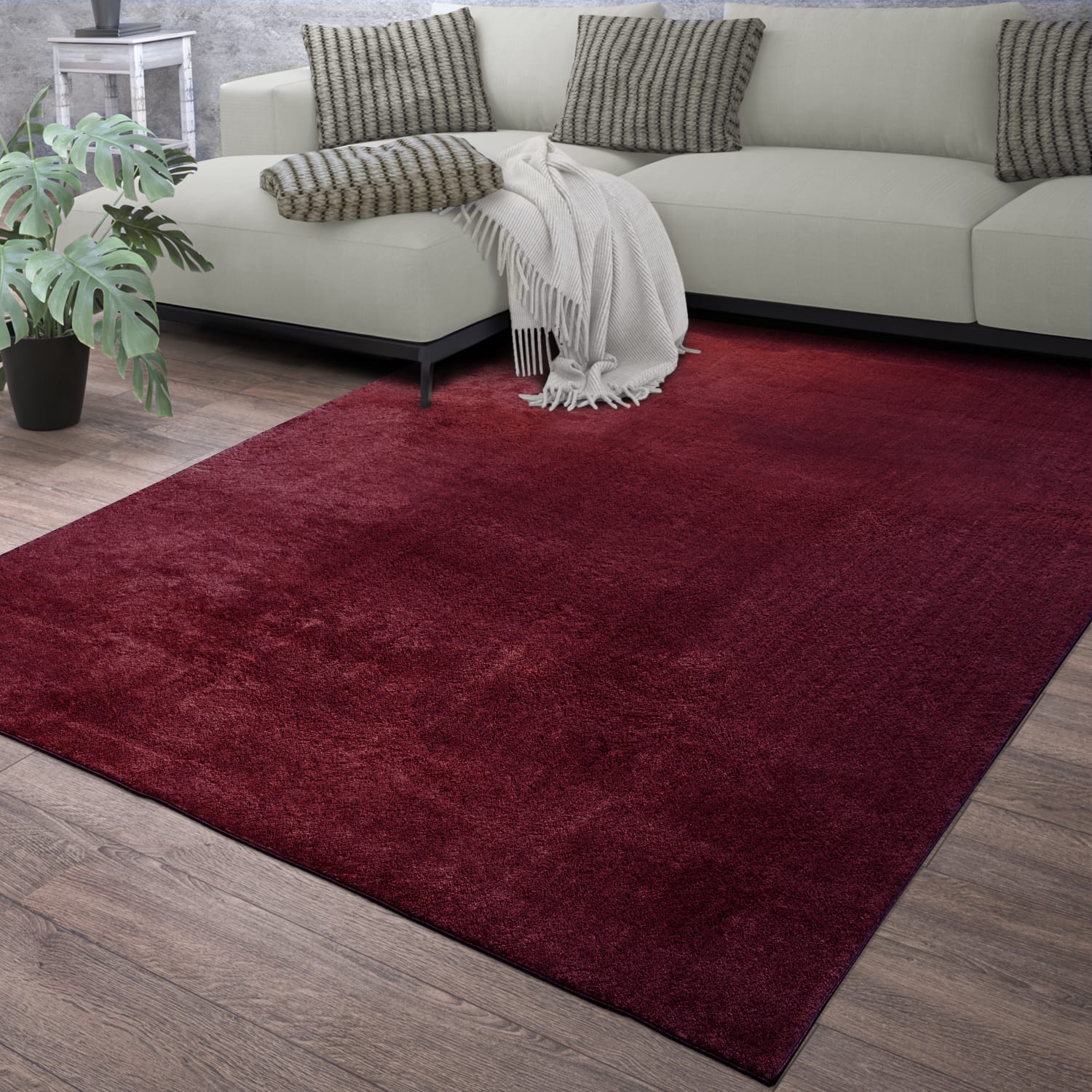 Wohnzimmer Kurzflor Einfarbig Modernes Design Waschbar 140 Cm X 200 Cm X 14 Mm Rot Rechteckig