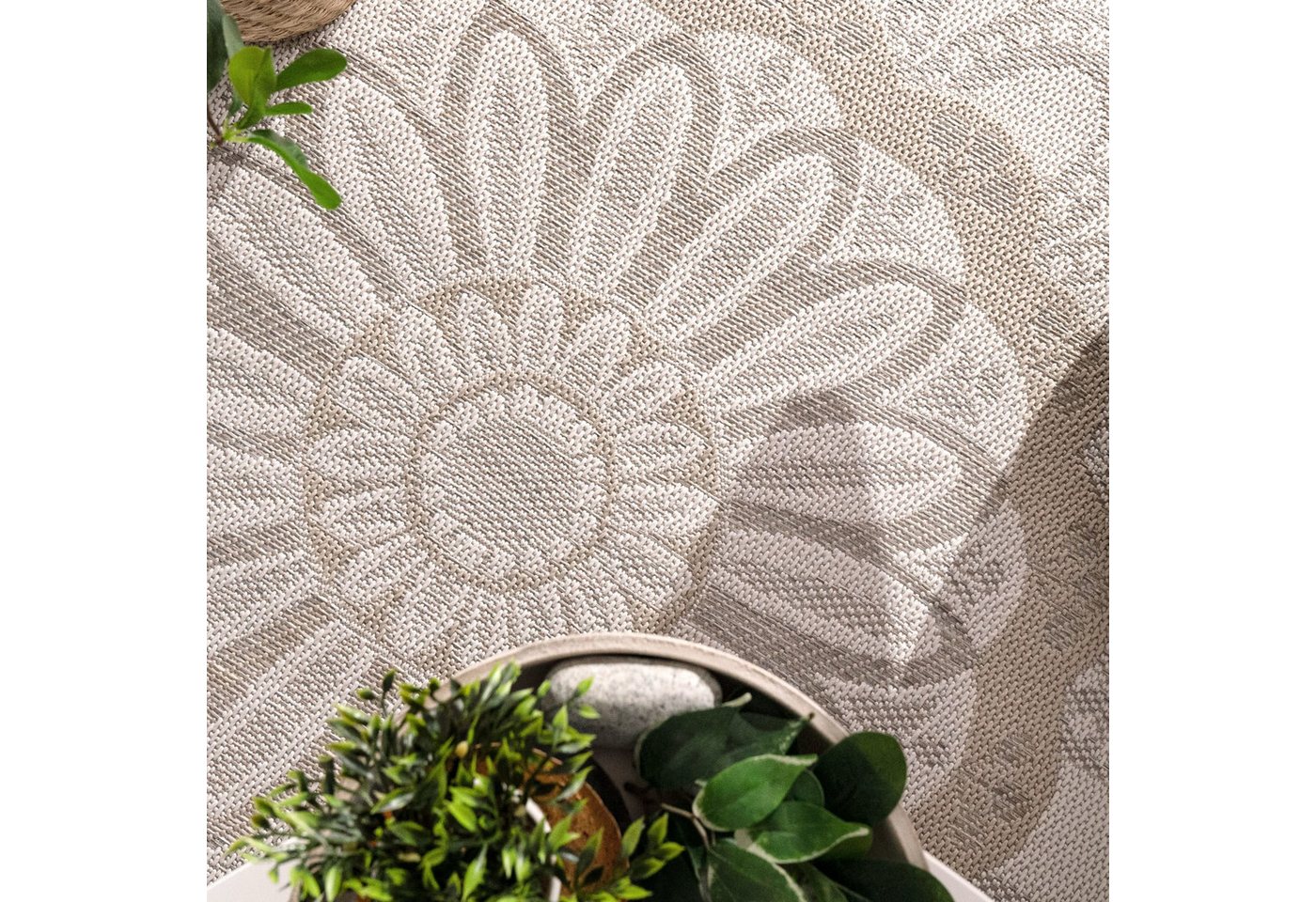 In-& Outdoorteppich Wetterfest Garten Orientalisches Marokkanisches Boho Design 60 Cm X 100 Cm Sand Rechteckig Bild 5