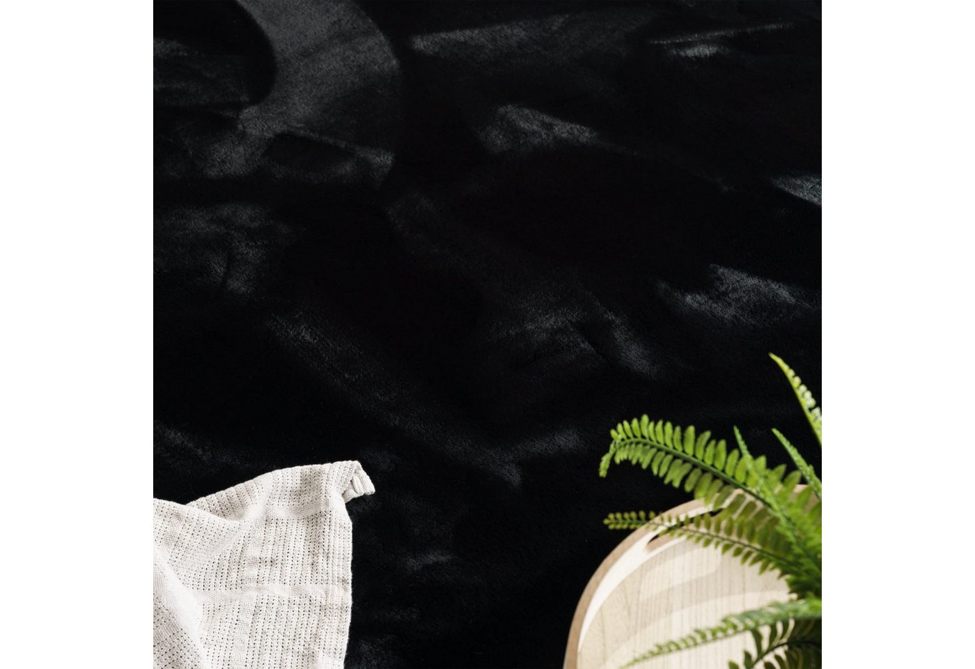 Wohnzimmer Hochflor Teppich Langflor Soft Kaninchenfell Fell Imitat Weich 60 Cm X 100 Cm X 39 Mm Schwarz Rechteckig Bild 3