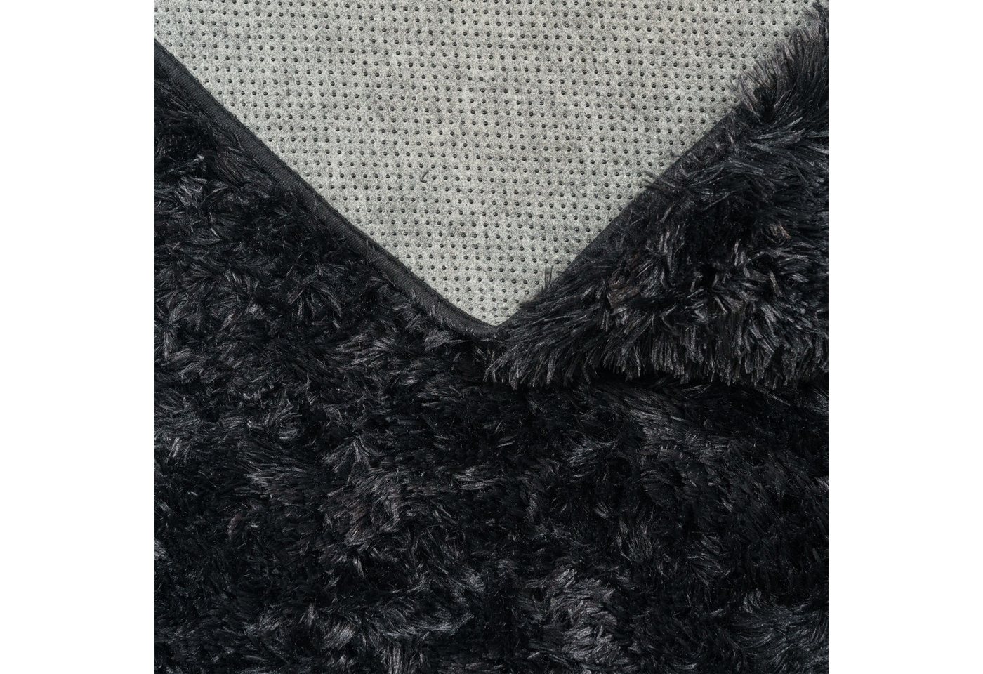 Teppich Wohnzimmer Hochflor Langflor Weich Soft Modernes Einfarbiges Design 60 Cm X 100 Cm X 37 Mm Schwarz Rechteckig Bild 2