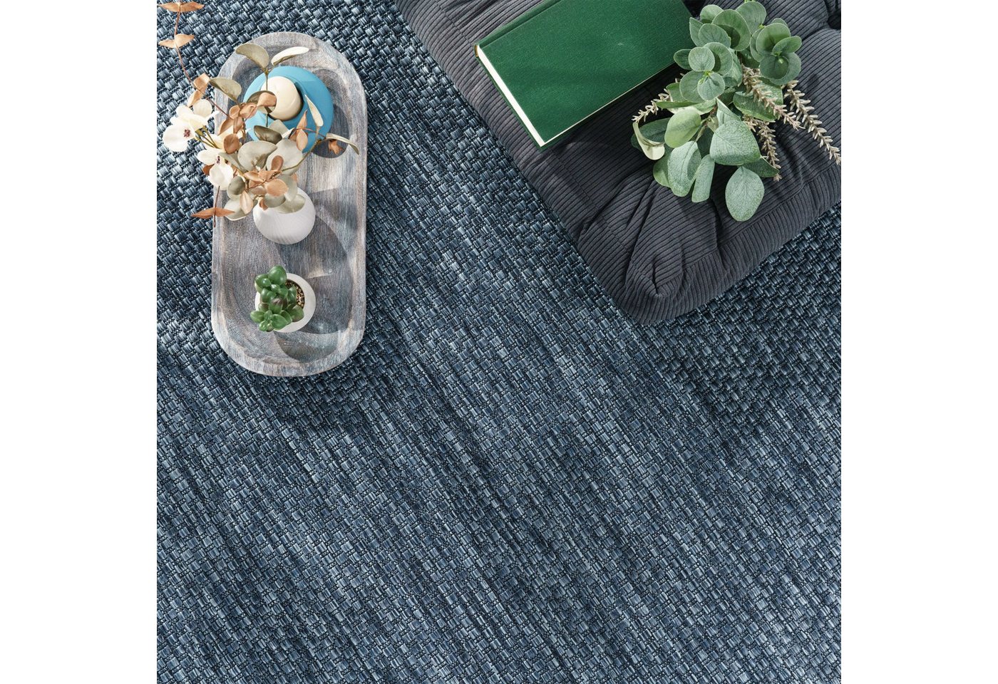 Teppich Outdoor Wohnzimmer Esszimmer Balkon Wetterfest 60 Cm X 100 Cm Dunkelblau Rechteckig