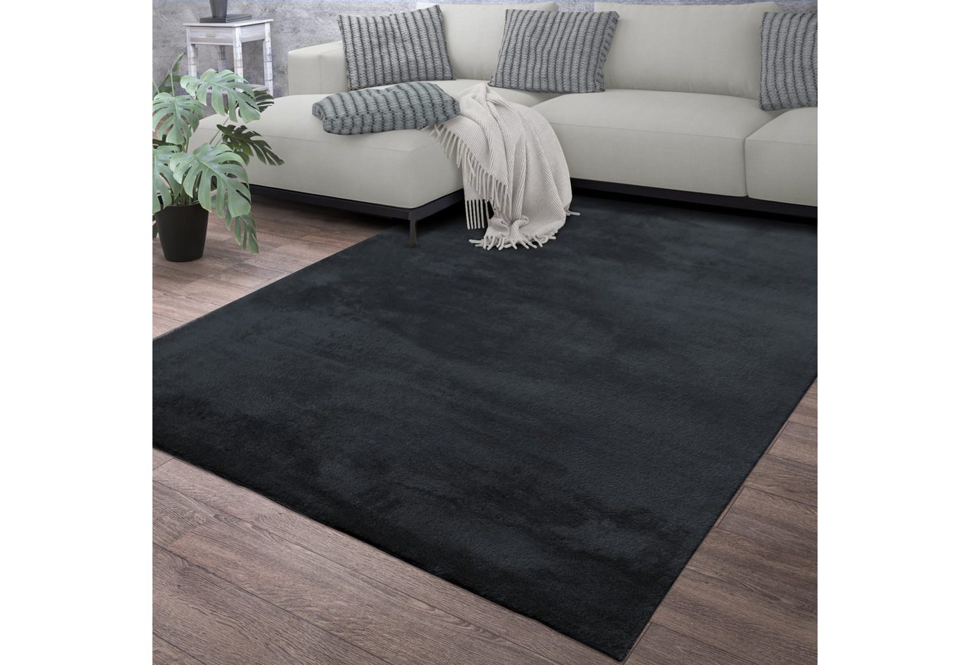 Wohnzimmer Kurzflor Einfarbig Modernes Design Waschbar 60 Cm X 100 Cm X 14 Mm Navy Rechteckig Bild 2