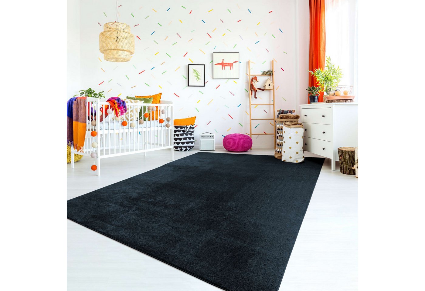 Wohnzimmer Kurzflor Einfarbig Modernes Design Waschbar 60 Cm X 100 Cm X 14 Mm Navy Rechteckig Bild 3