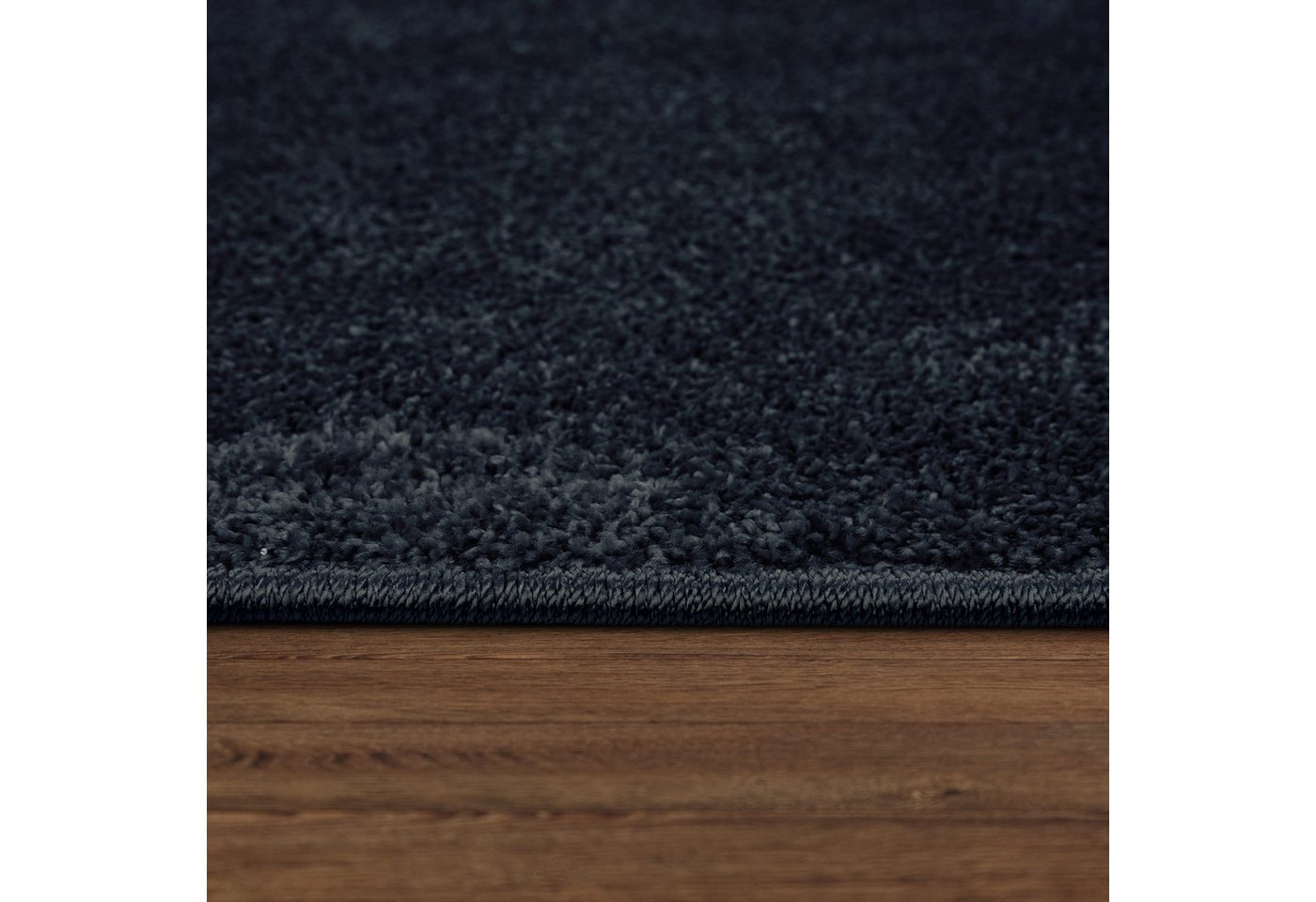 Wohnzimmer Teppich Kurflor Unifarbendes Design Modern Und Zeitlos 60 Cm X 100 Cm X 12 Mm Navy Rechteckig Bild 3