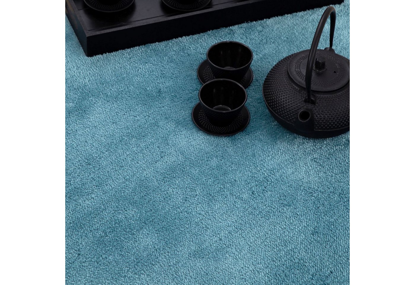 Wohnzimmer Kurzflor Einfarbig Modernes Design Waschbar 60 Cm X 100 Cm X 14 Mm Türkis Rechteckig Bild 2