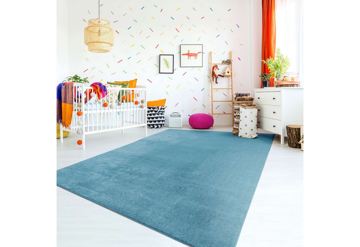 Wohnzimmer Kurzflor Einfarbig Modernes Design Waschbar 60 Cm X 100 Cm X 14 Mm Türkis Rechteckig Bild 3