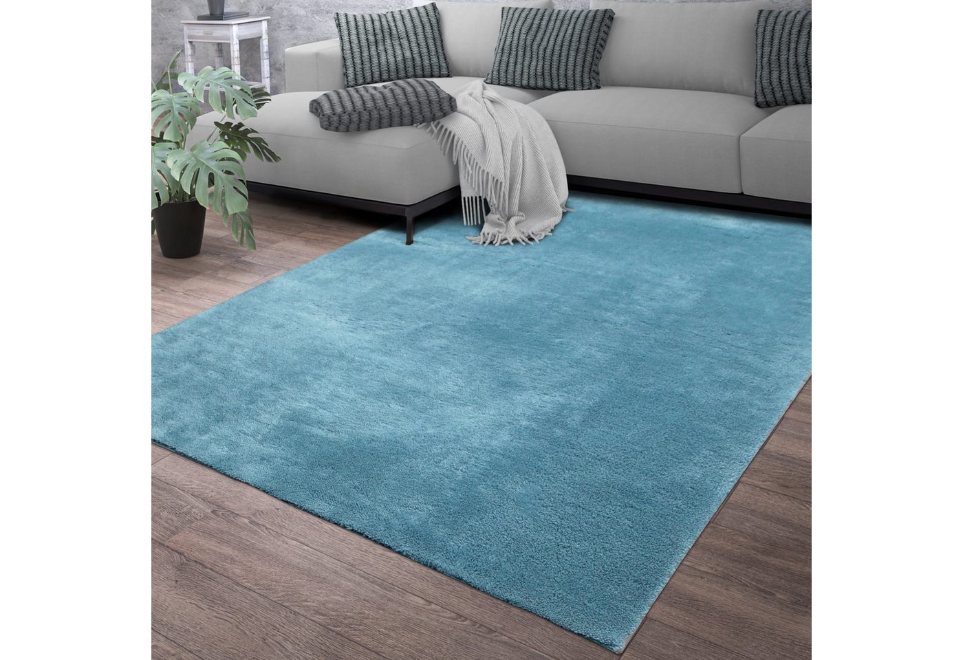 Wohnzimmer Kurzflor Einfarbig Modernes Design Waschbar 60 Cm X 100 Cm X 14 Mm Türkis Rechteckig Bild 5