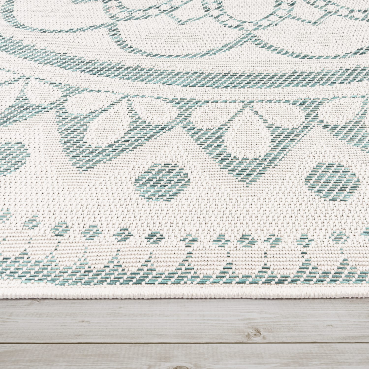 In-& Outdoorteppich Wetterfest Garten Orientalisches Marokkanisches Boho Design 80 Cm X 250 Cm Türkis Rechteckig