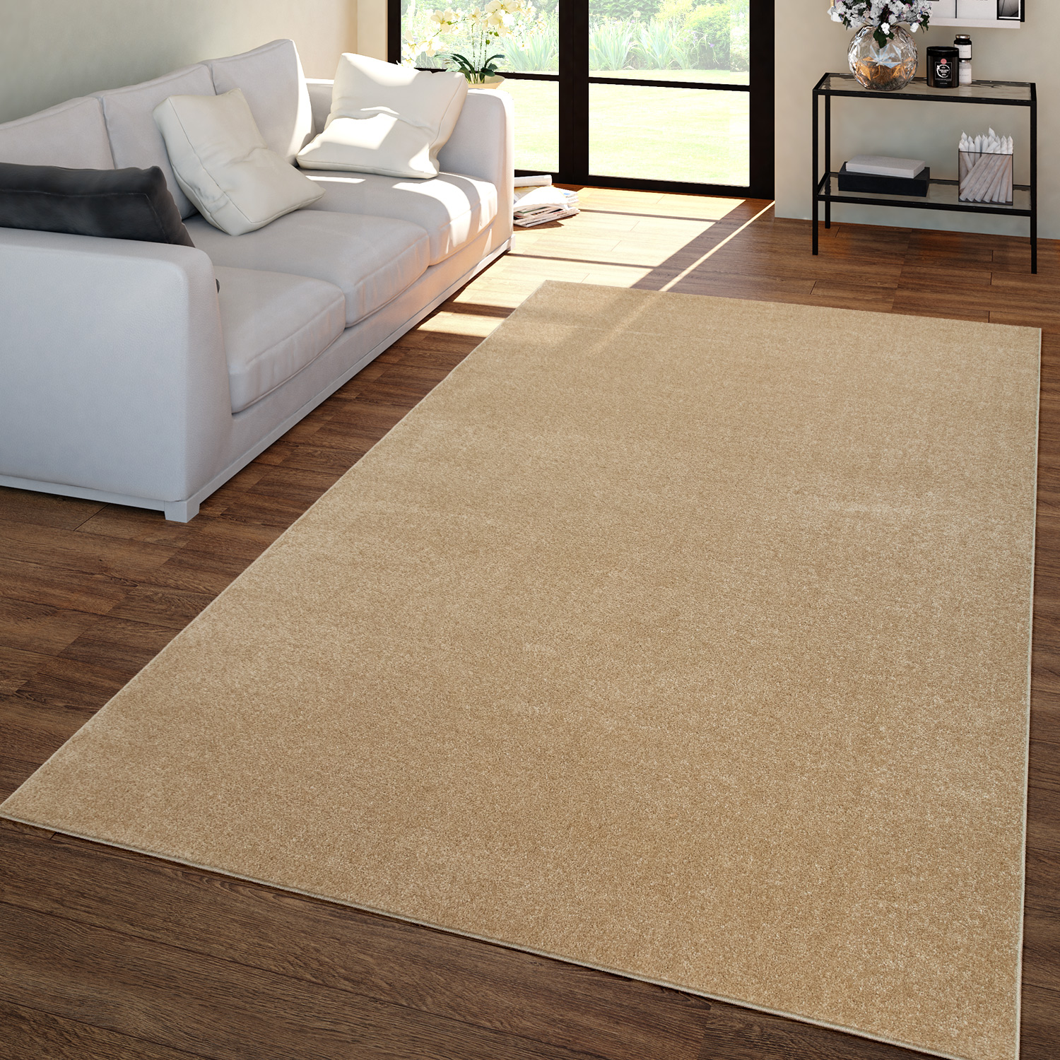Wohnzimmer Teppich Kurflor Unifarbendes Design Modern Und Zeitlos 60 Cm X 100 Cm X 12 Mm Gold Läufer