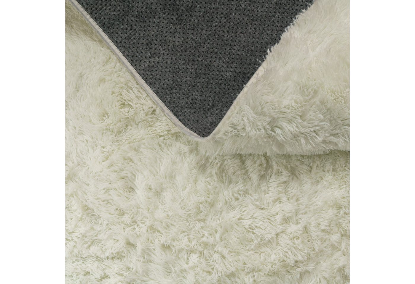 Teppich Wohnzimmer Hochflor Langflor Weich Soft Modernes Einfarbiges Design 80 Cm X 80 Cm X 37 Mm Weiß Rund Bild 5