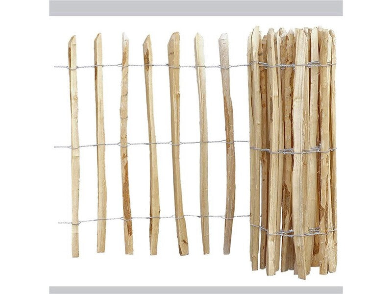 [neuwertig] B-ware Staketenzaun Berg-haselnuss Natur 0,9x5m Handgespalten Gartenzaun Zaun 3-5cm
