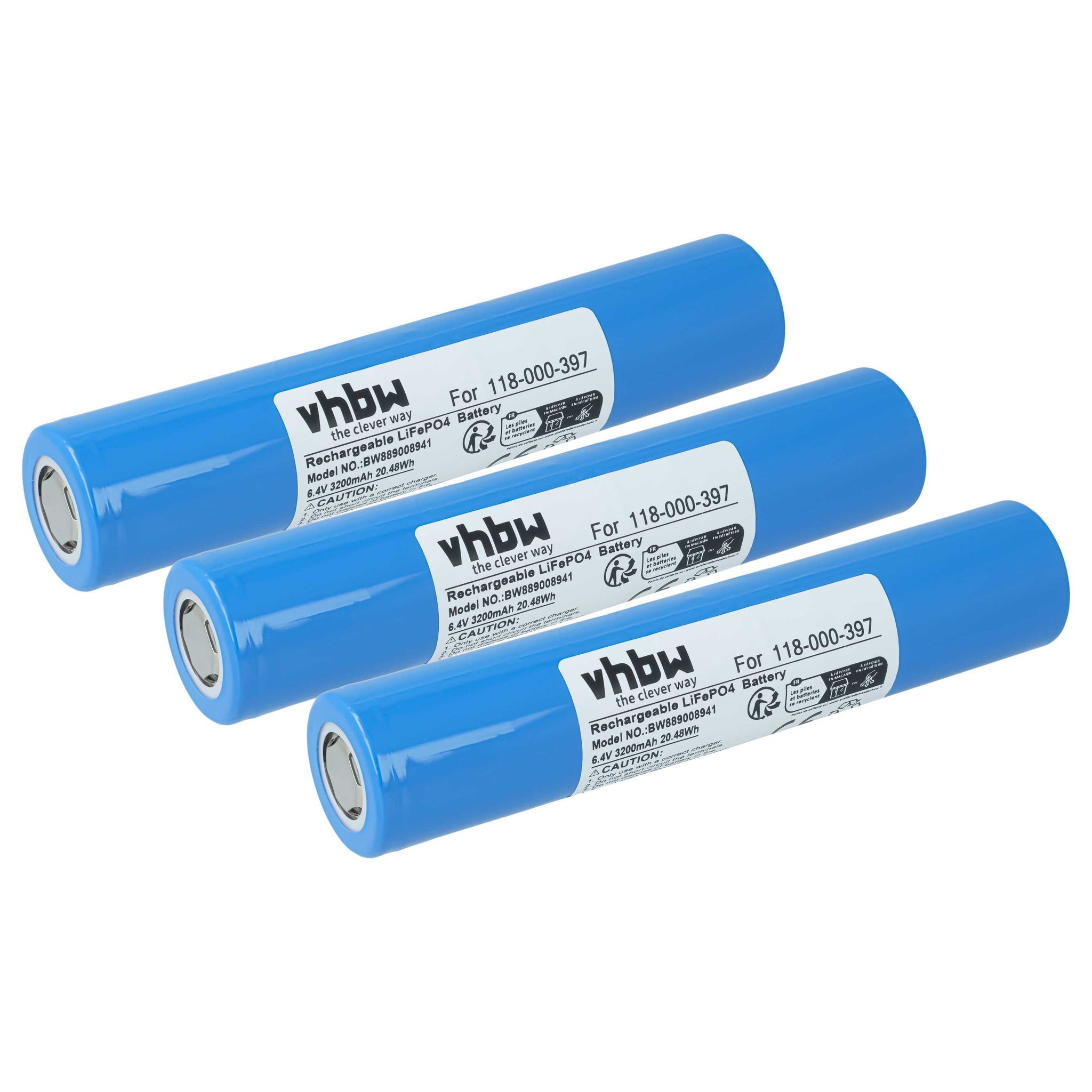 Vhbw 3x Akku Ersatz Für Maglite 118-000-397 Für Taschenlampe Kopflampe (3200 Mah, 6,4 V, Lifepo4)