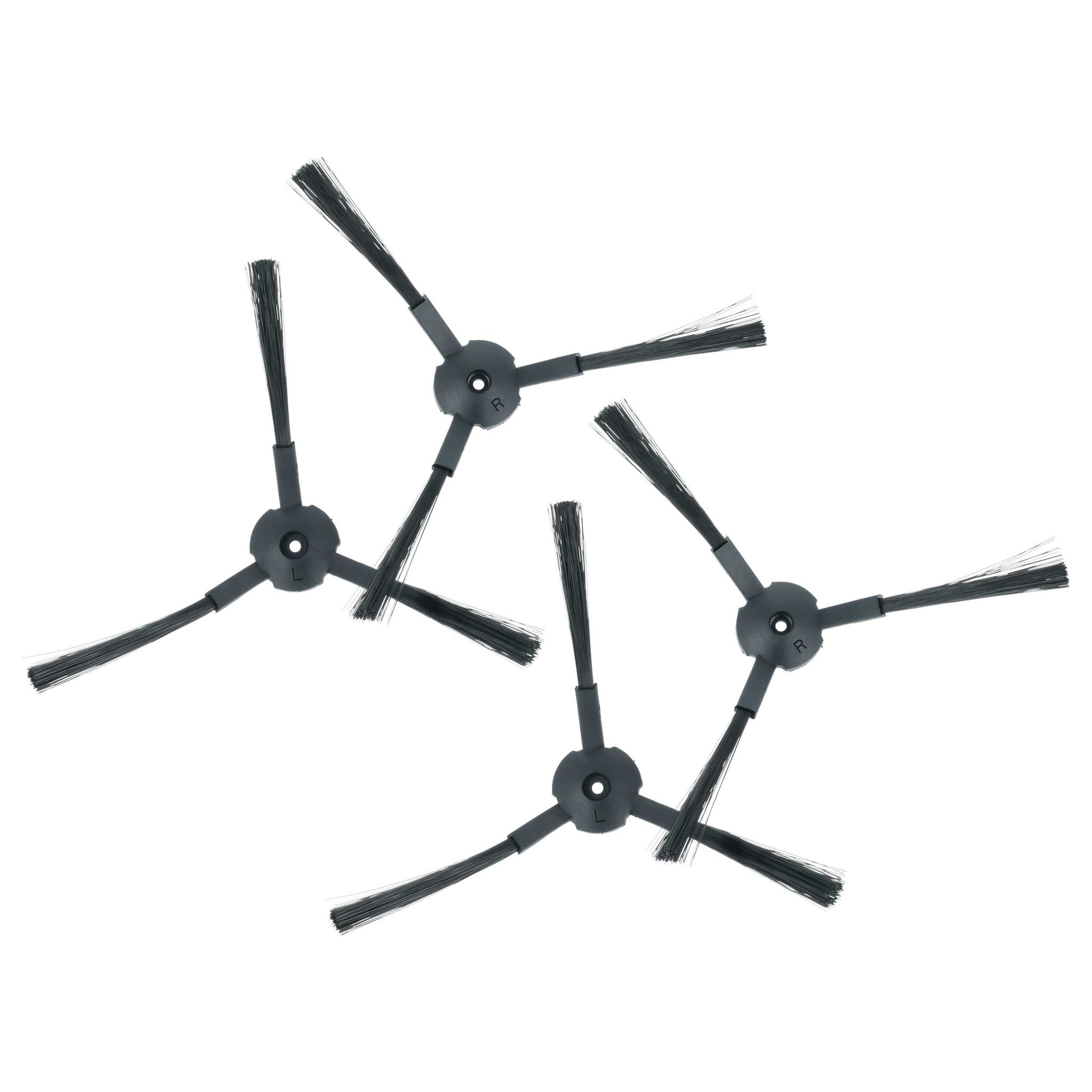 Vhbw 4x Seitenbürste Kompatibel Mit Zaco V5s Pro Saugroboter - Reinigungsbürsten Set, Links/rechts, Schwarz, 3-armig