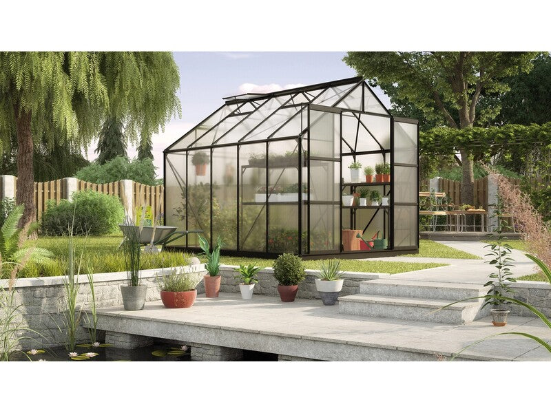[neuwertig] B-ware Vitavia Gewächshaus Uranus 8300 Garten Gewächshaus 8,3 M² Doppeltür Schwarz