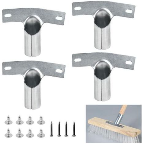 Set Mit 4 Metall-besenstielhalterungen Für 23-mm-besenstiele Inklusive 12 Schrauben. Metall-besenstielhalterung. Metall-griffhalterung Für Besenstiele. Griffhalterung Für Besenstiele.
