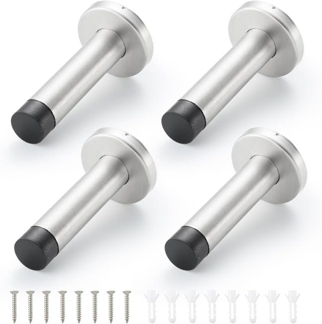 Türstopper, 4er-set, Edelstahl 304, Mit Gummifüßen – Zur Wandmontage, Schalldicht, Silber (breite: 50 Mm)