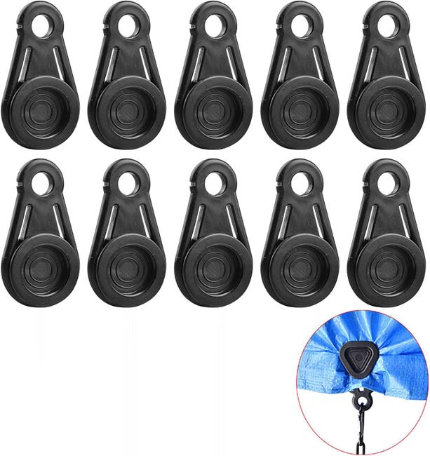 10 Schlaufen, Geeignet Für Camping, Bergsteigen, Zeltclips, Markisenclips, Schwarz