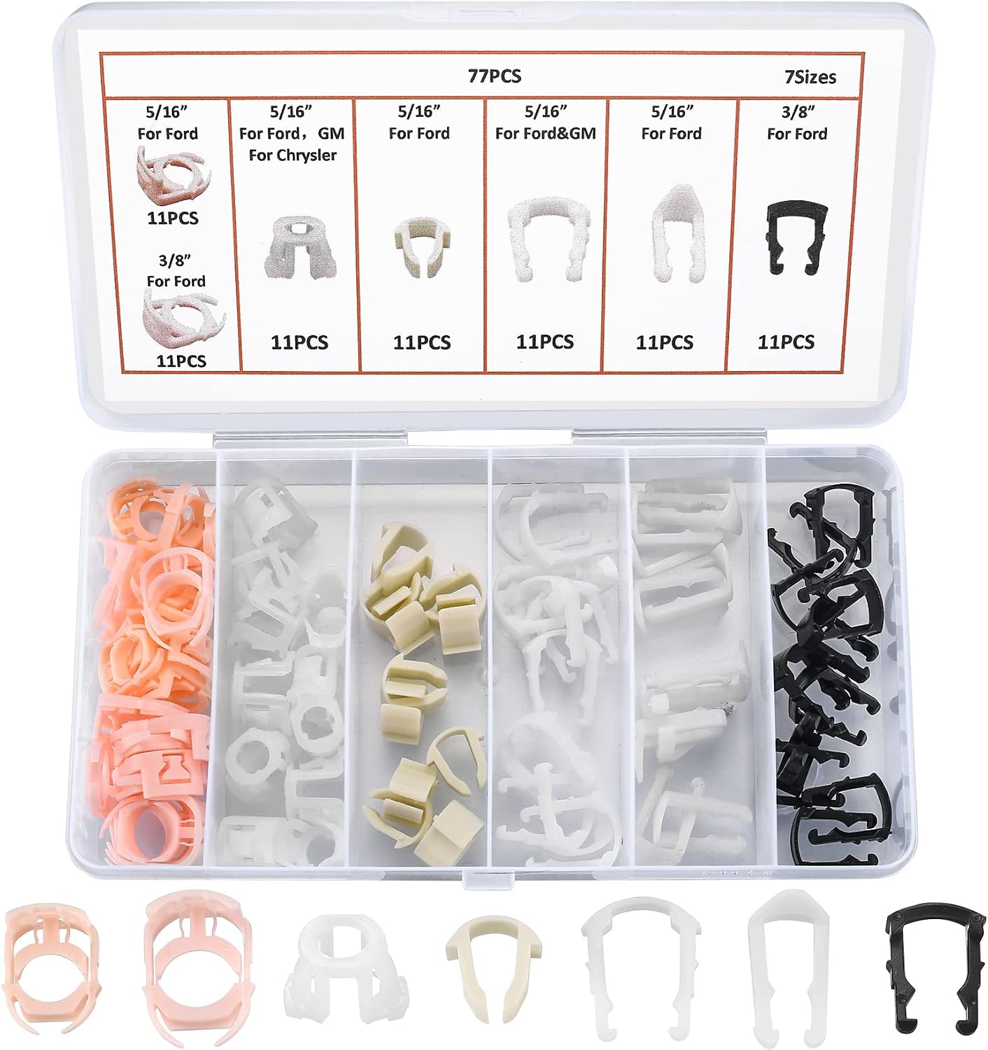 77-teiliges Kraftstoffleitungs-befestigungsclip-set – 3/8"- Und 5/16"-schlauchbefestigungsclips Für Pkw Und Kraftfahrzeuge
