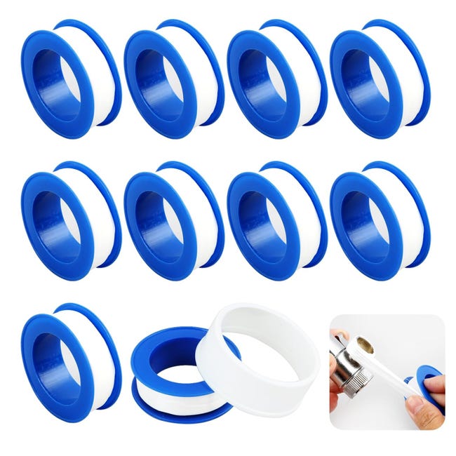 Packung Mit 10 Rollen Teflonband, 15 Mm X 10 M, Dichtungsband Für Poolfugen, Küche, Industrie, Hohe Beständigkeit (weiß)