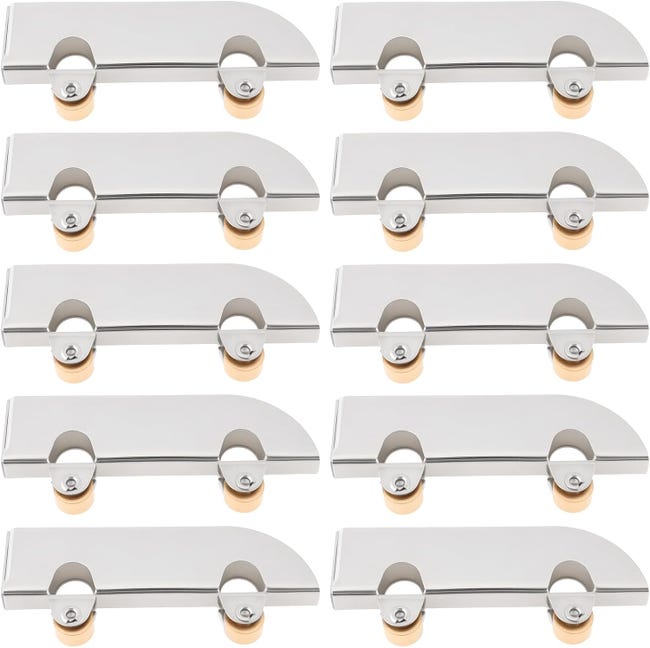 Set Mit 10 Schiebetürrollen Aus Edelstahl Und Glas Mit Kupferrädern Für Leichtgängiges Gleiten