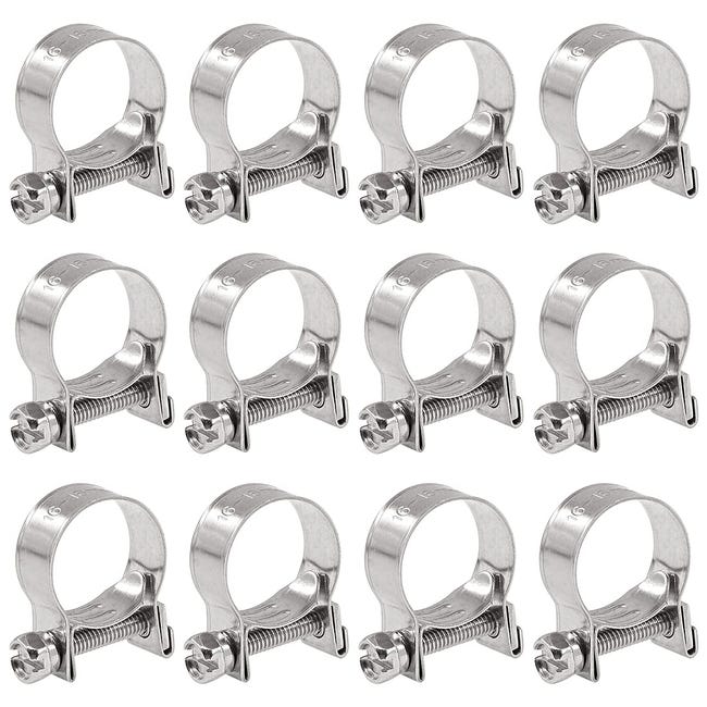 Set Mit 12 Verstellbaren Mini-schlauchschellen Aus Edelstahl, 16-18 Mm Durchmesser, Für Kraftstoffeinspritzschläuche