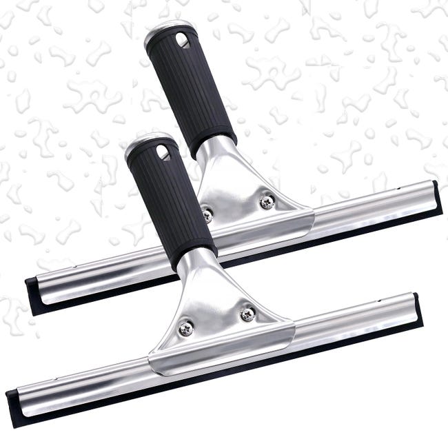 2-teiliges Professionelles Fensterabzieher-set, Fensterabzieher Aus Edelstahl Mit 25 Cm Langem Abziehblatt Zum Reinigen Und Trocknen Von Glas Und Fliesen