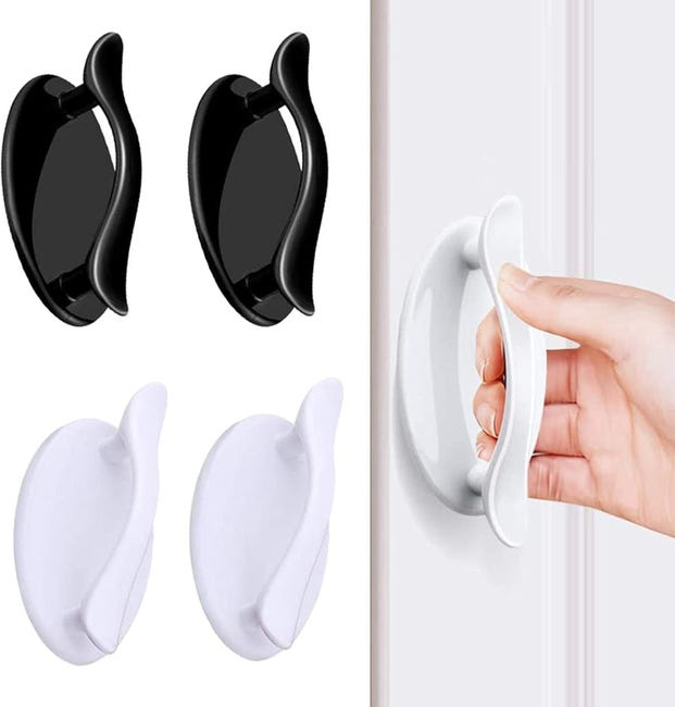 4-teiliger Selbstklebender Fenstergriff, Schiebetürgriff Für Fenster, Schrank, Schublade, Kleiderschrank, Zusatzkühlschrank (weiß + Schwarz)