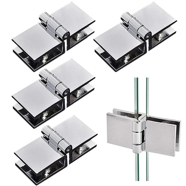 Set Mit 4 Doppelseitigen 180-grad-glastürscharnieren Für Duschkabinen – Aus Zinklegierung Für 5–8 Mm Dickes Glas
