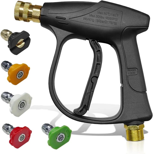 Autowaschzubehör: 300 Psi Hochdruck-spritzpistole, 5 Düsen, Schnellkupplung, 1/4" M22 Gewinde, Schaumpistole Für Fahrzeuge