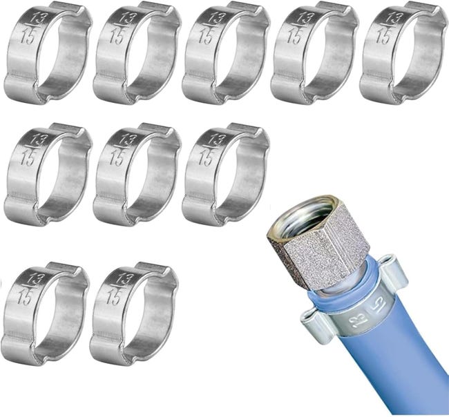 Rohrschellen, 10 Stück Crimp-schellen Aus Verzinktem Edelstahl, Zweiohrschellen (13-15 Mm)