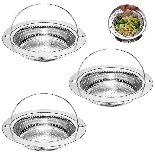 3-teiliges Set: Spülbeckenstöpsel, Duschhaarfilter, Küchenspülensieb, Edelstahl-spülbeckenfilter, Spülbeckensieb, Abflussfilter
