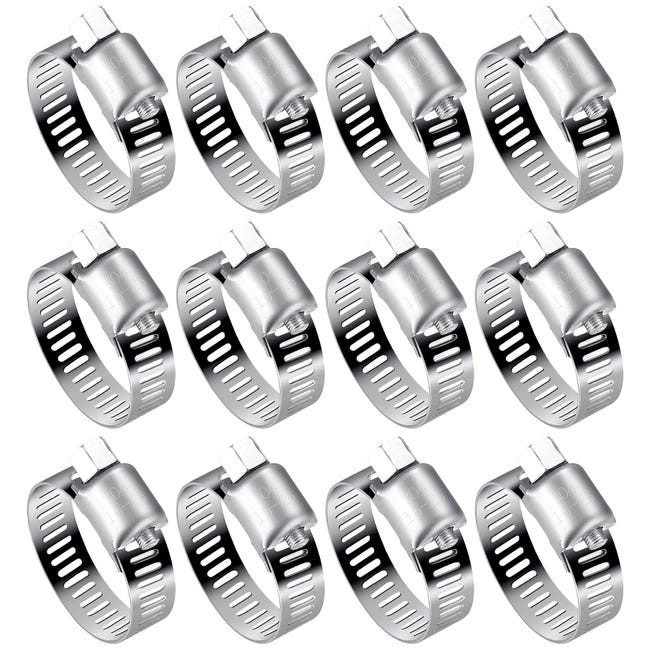 12-teiliges Set Verstellbarer Schlauchschellen 16-25 Mm, Metall-schraubschlauchklemmen Für Wasserschläuche, Benzintanks Und Kfz-schläuche