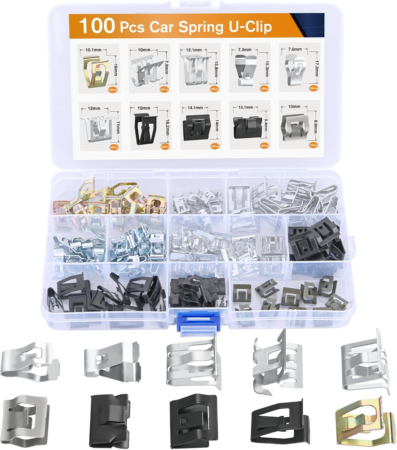 Packung Mit 100 Metallbefestigungsclips (10 Größen) Für Zierleisten Und Formteile – Universelle Befestigung Für Die Karosserie Von Kraftfahrzeugen – Kompatibel Mit Gti, Jetta, Phaeton, Vw Audi (art.-n