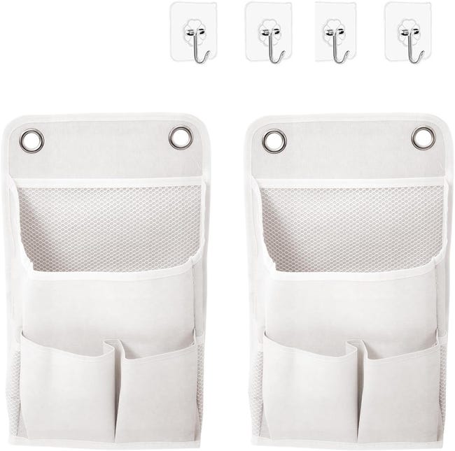 Set Mit 2 Wandaufbewahrungstaschen Aus Leinenstoff Mit 4 Haken – Faltbar Und Stilvoll, Ideal Als Organizer Für Schlafzimmer Und Büro