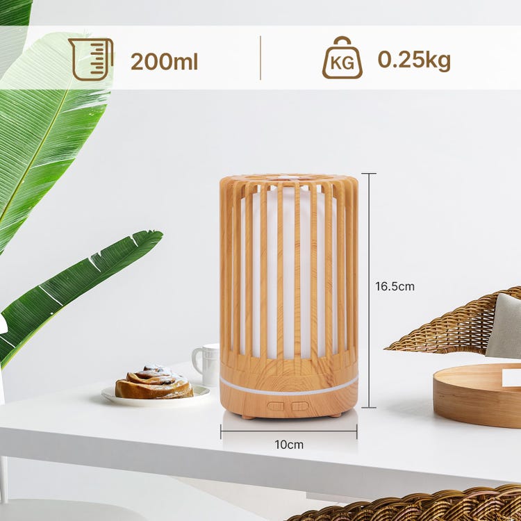 200-ml-diffusor Für Ätherische Öle Mit Luftbefeuchter, 7 Led-farben Und Automatischer Abschaltung – Für Wohnzimmer, Schlafzimmer, Yoga, Massage Und Aromatherapie
