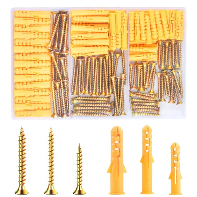 180-teiliges Schrauben- Und Dübelset (90 Gipskartondübel, 90 Selbstschneidende Holzschrauben), M6- Und M8-spreizdübel