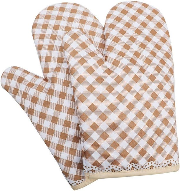 Set Mit 2 Gelben Mikrowellenhandschuhen, Hitzebeständig Und Rutschfest