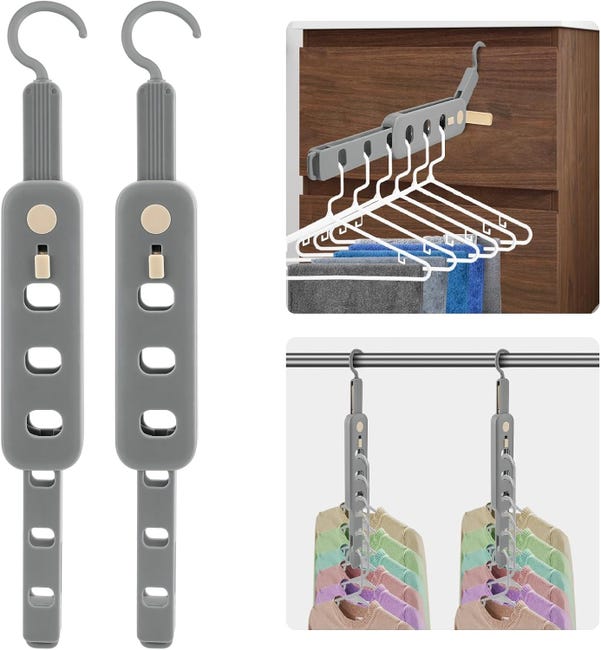 Zusammenklappbarer, Multifunktionaler Wäscheständer, Ideal Für Reisen, Platzsparend, Aus Kunststoff, Geeignet Für Kleiderschränke (2er-set, Grau)