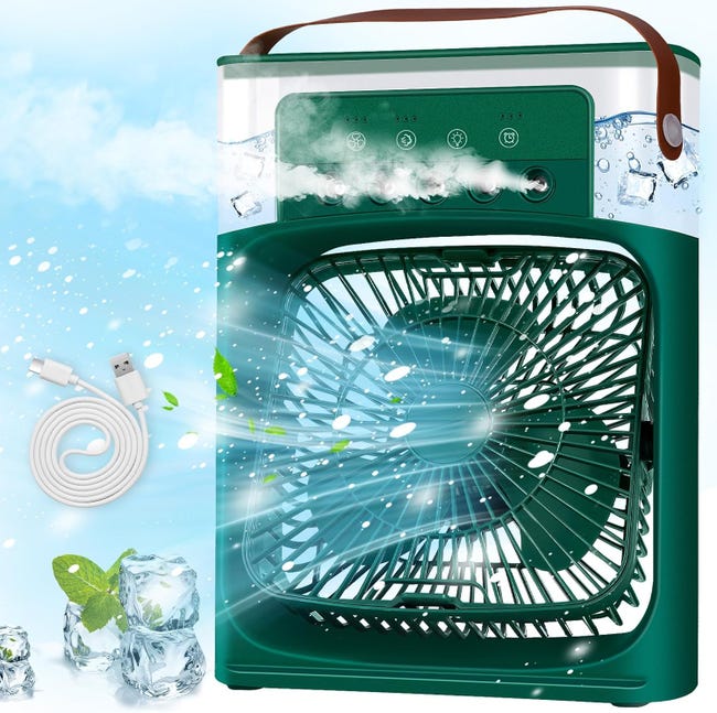 Tragbare Mobile Klimaanlage, Mini-ventilator, Luftkühler Mit 3 Geschwindigkeitsstufen, Timer Und 7 Led-leuchten