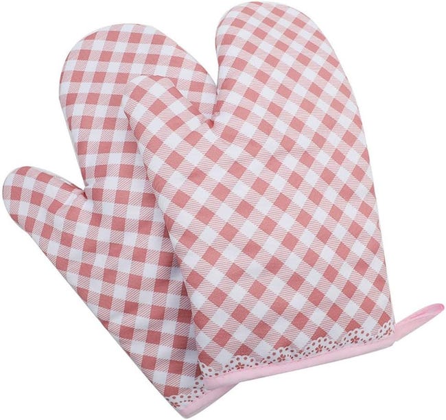 Set Mit 2 Rosa Mikrowellenhandschuhen, Hitzebeständig Und Rutschfest
