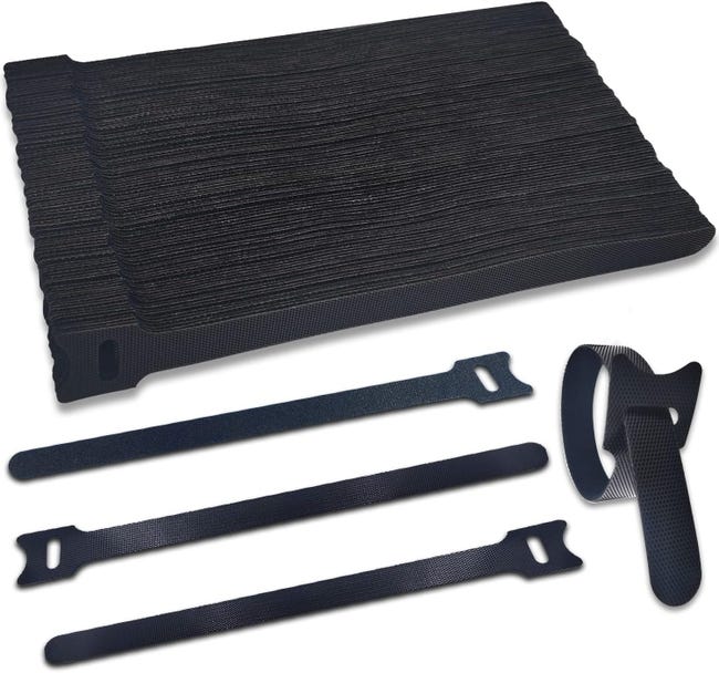 100 Stück Klett-kabelbinder, 200 Mm X 12 Mm Nylon-klett-kabelbinder, Kabelbinder Für Büro, Haushalt, Garten, Kabelmanagement Usw. (schwarz)