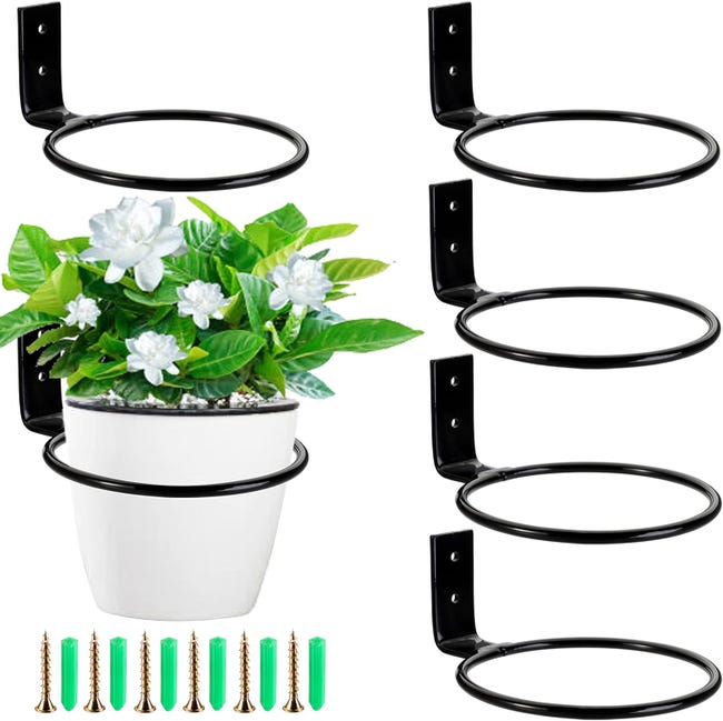 Wandmontierter Blumentopfhalter, 10 Cm Metall-blumentopfring Mit Schrauben, Pflanzhaken Zur Befestigung Von Blumentöpfen, 6-teiliges Set