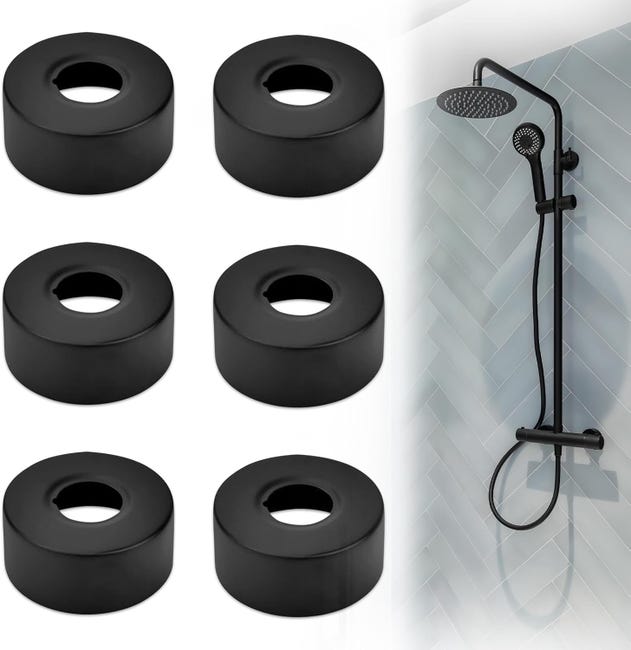 6 Stück 25 Mm (schwarz) Duscharmatur-rosetten, Rohrabdeckung, Edelstahl-armaturenrosette, Heizkörperrosette Für Duschschläuche
