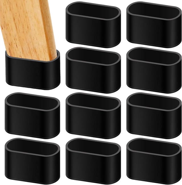 Set Mit 10 Ovalen Stuhlbeinkappen Aus Gummi, 30 X 60 Mm, Möbel- Und Stuhlbeinkappen, Schwarz