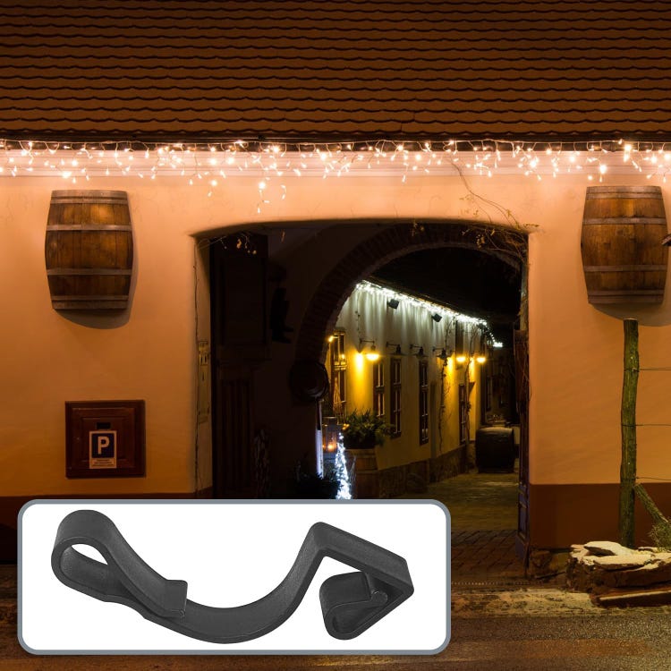 60x Dachrinnenhaken Für Lichterketten - Kunststoff-dachrinnenhaken - Befestigung Für Weihnachtliche Außenbeleuchtung - Mistelzweighalter