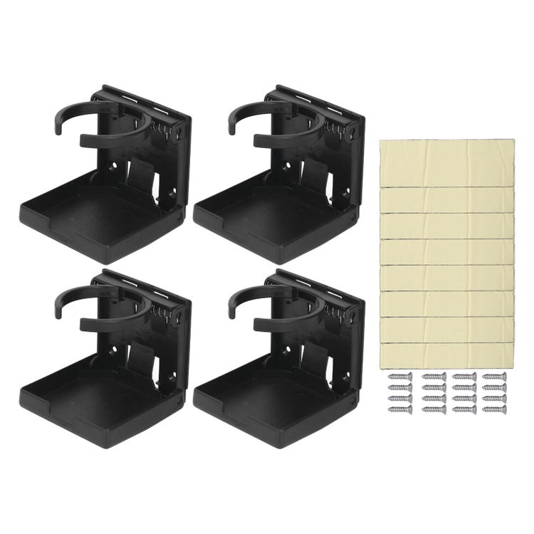 Set Mit 4 Verstellbaren, Klappbaren Getränkehaltern (60–100 Mm) Zur Wandmontage Für Auto, Wohnmobil, Boot, Schwarz