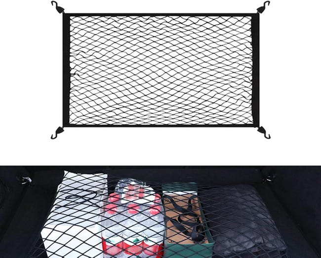 Kofferraumnetz 60 X 40 Cm Gepäcknetz Mit 4 Haken, Elastisches Ladenetz, Gepäcknetz, Organizer-aufbewahrungsnetz