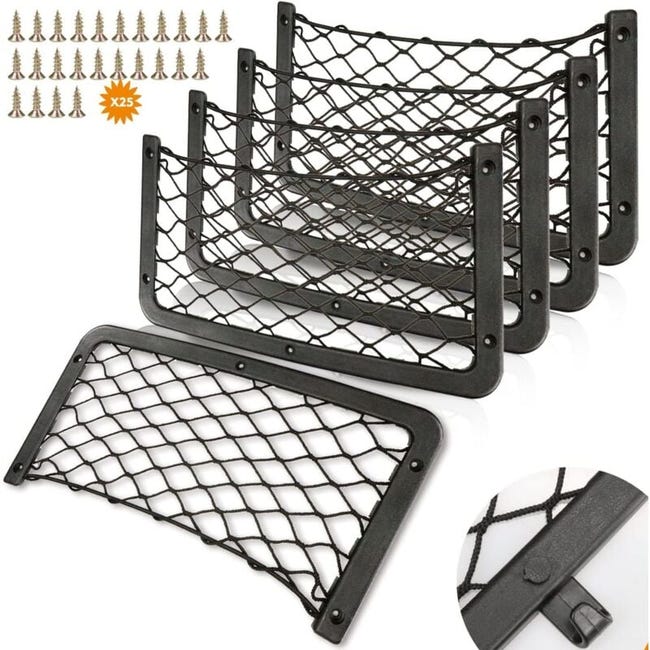 5-teiliges Aufbewahrungsnetz Für Wohnmobile, Kofferraum-organizer 36 X 18 Cm, Multifunktionale Zubehörtasche (mit Haken, Schrauben, Schraubenabdeckungen)