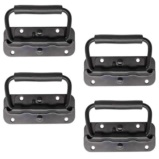 4-teiliger Klappbarer Edelstahl-federgriff 100 Mm Zuggriff Klapptürgriff Klappkistengriff Boxgriff Mit Griff (schwarz)
