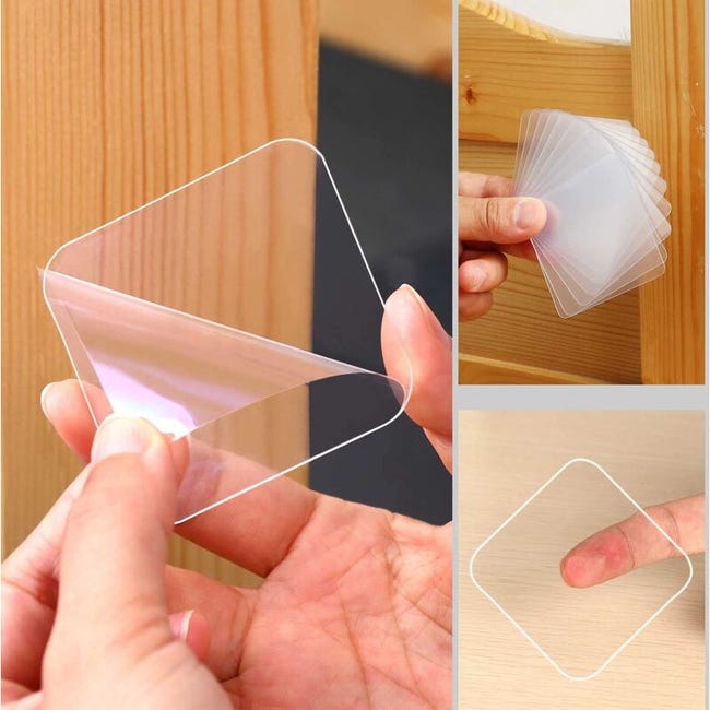 10 Stück Doppelseitiges Klebeband – 60 Mm X 60 Mm – Starker Halt – Transparenter Klebedichtstoff Für Quadratische Auslässe – Abnehmbare Nano-gel-matte